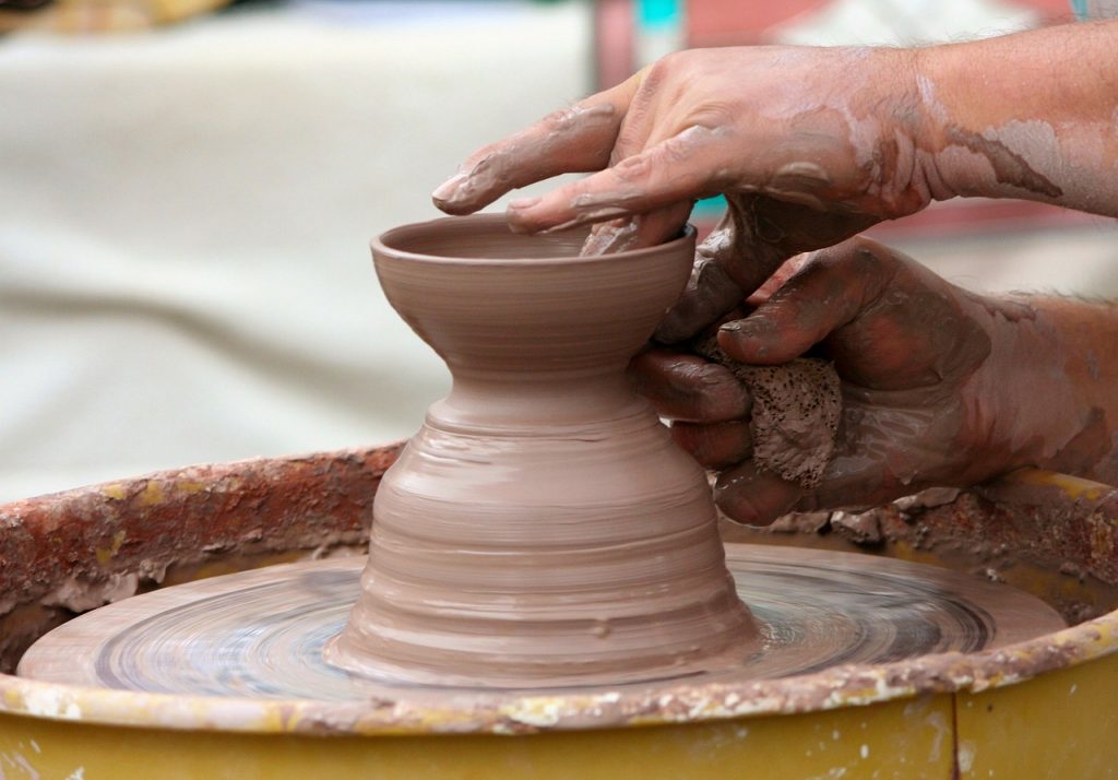 Clay Pottery in the making.