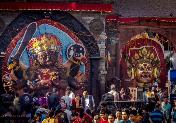 Kathmandu Durbar Square Worshipping Gods photo