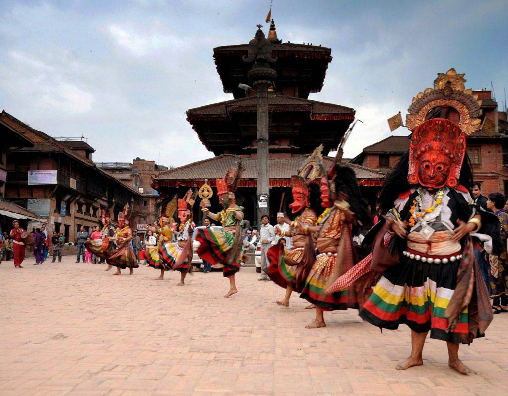 Lakhe Dance - traditional costumed dance in Kathmandu, Nepal