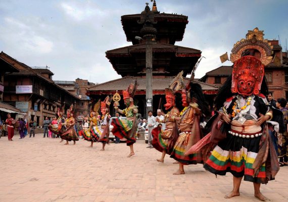 Lakhe Dance - traditional costumed dance in Kathmandu, Nepal